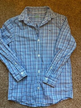 Vineyard Vines Blue and White Plaid Button-Down Shirt